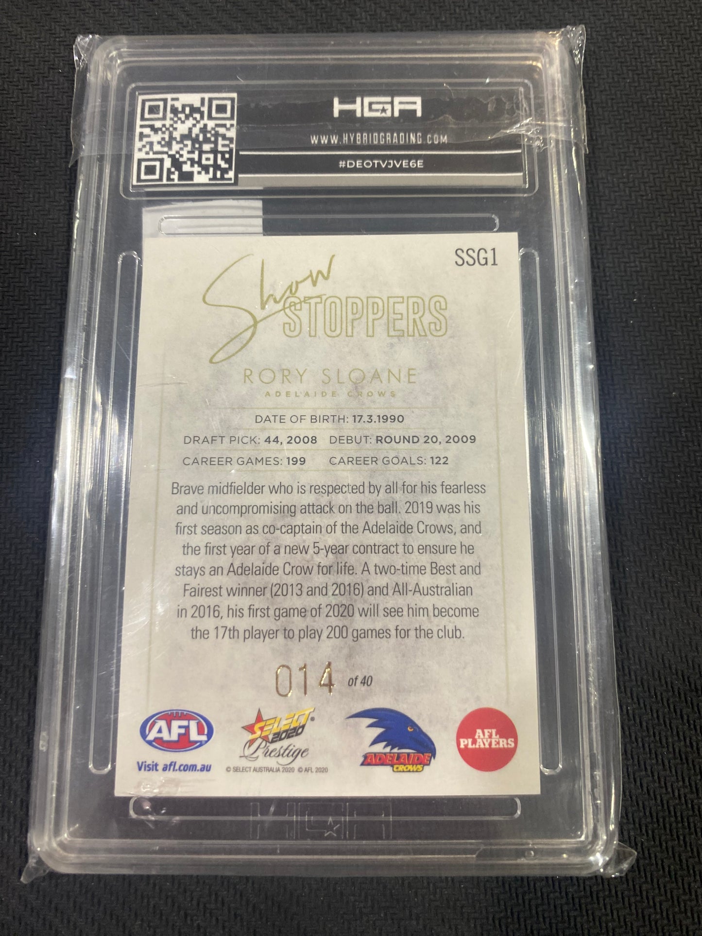 2020 AFL Select Prestige - Rory Sloane - HGA 8 - Show Stoppers 14/40