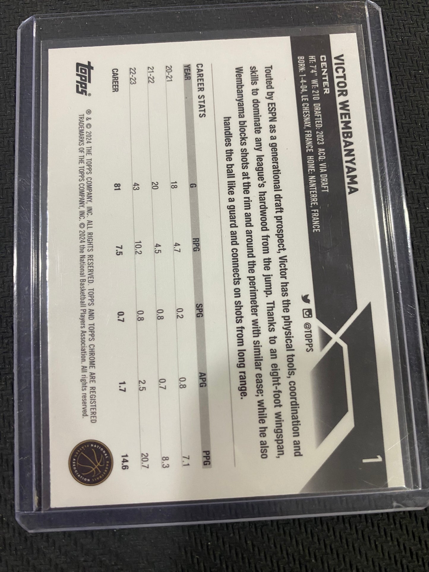 2023-24 Victor Wembanyama Rookie Topps Chrome Base