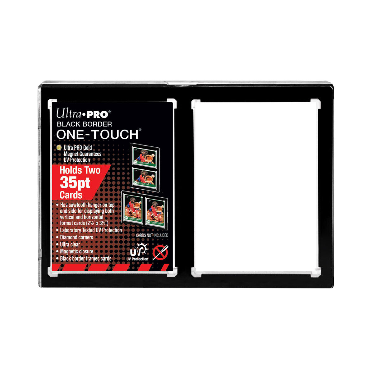 Ultra Pro 2-Card Magnetic UV One Touch Card Holder Black Border Holds 35pt