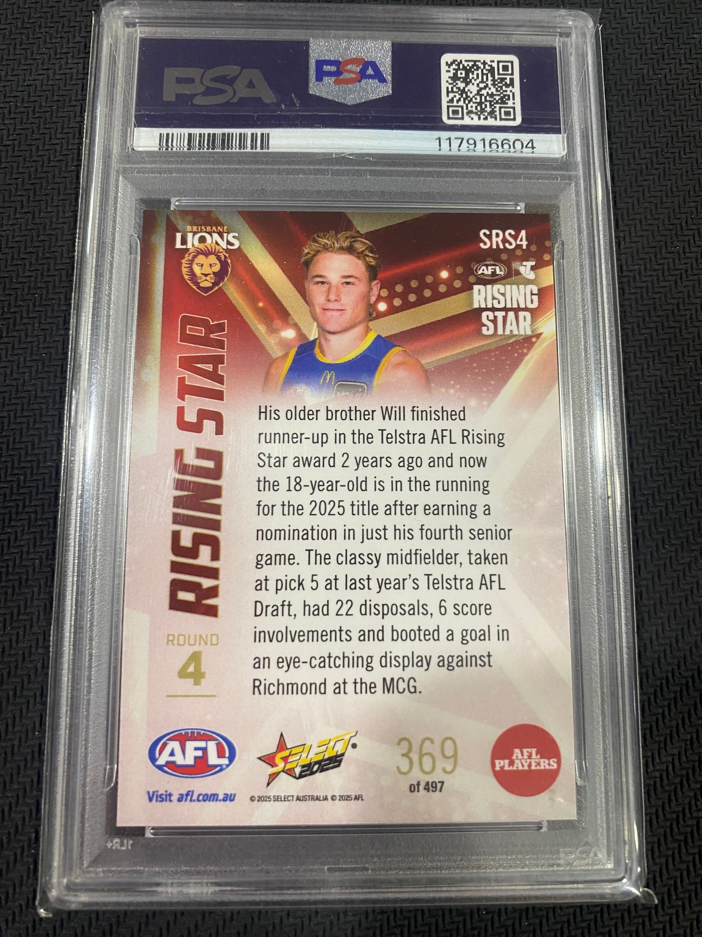 2025 AFL Select - Levi Ashcroft - PSA 10 - Rising Stars 369/497