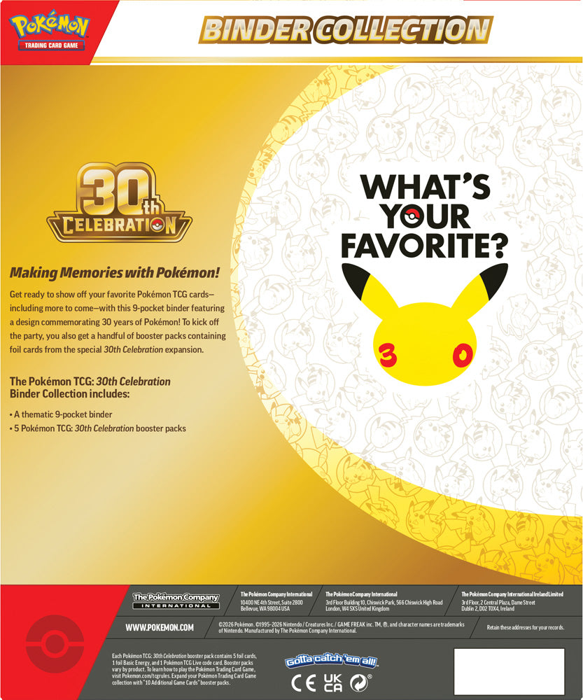 PRE-ORDER COMING SOON: Pokémon TCG: 30th Celebration Binder Collection