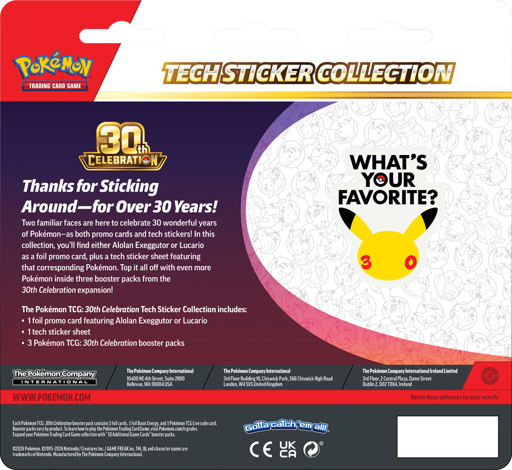 PRE-ORDER COMING SOON: Pokémon TCG: 30th Celebration Tech Sticker Collection