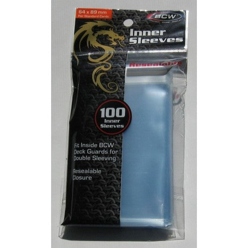 100 BCW Standard Gaming Card Clear Resealable Poly 64x89mm Inner Sleeves