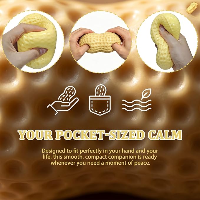 Peanut Squishies Toys, Peanut Shape Stress Relief Ball, Soft Squeeze Fidget