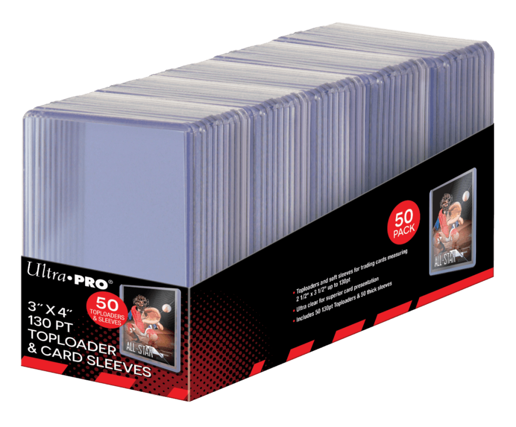 ULTRA PRO TOPLOADER- 3" x 4" Super Thick 130pt w/ thick card sleeves 50ct