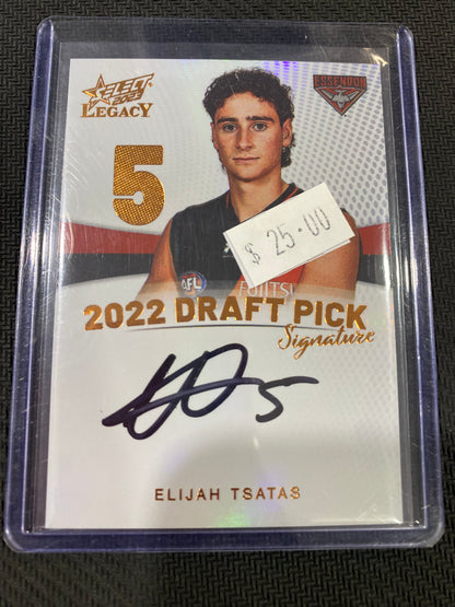 2023 AFL Select Legacy - Elijah Tsatas - Draft Pick Signature Copper  11/175