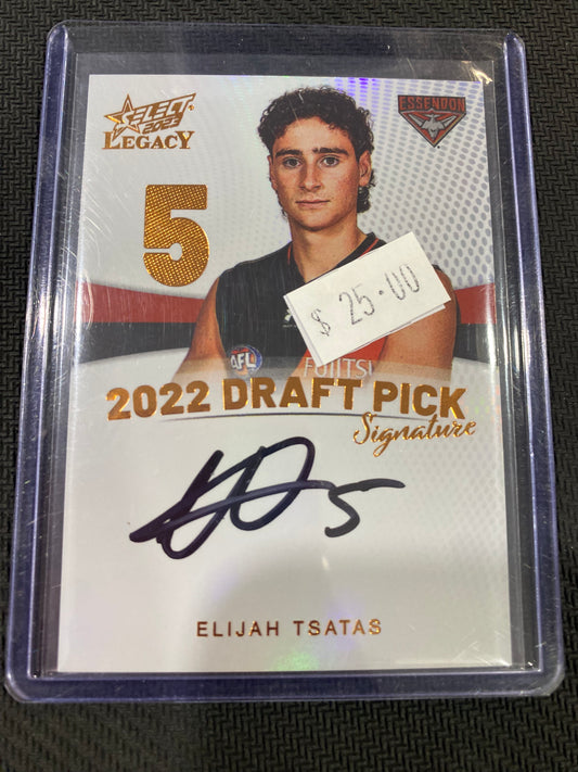2023 AFL Select Legacy - Elijah Tsatas - Draft Pick Signature Copper  11/175
