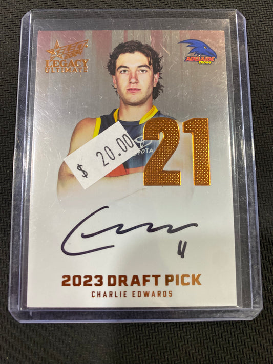 2024 AFL Select Legacy Ultimate - Charlie Edwards - Draft Pick Signature Copper 091/175