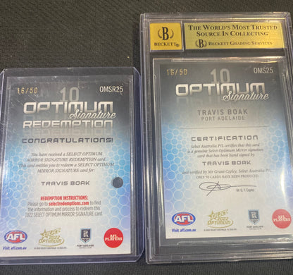 2022 AFL Select Optimum - Travis Boak - BGS 9.5 - 10 Autograph - Optimum Signature 16/50
