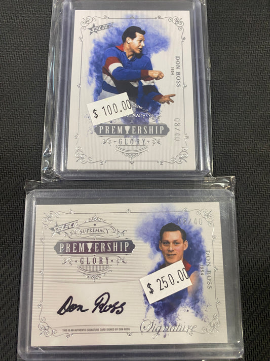 2019 AFL Select - Bundle - Don Ross - Premiership Glory Insert 08/40 & Premiership Glory Signature 08/40
