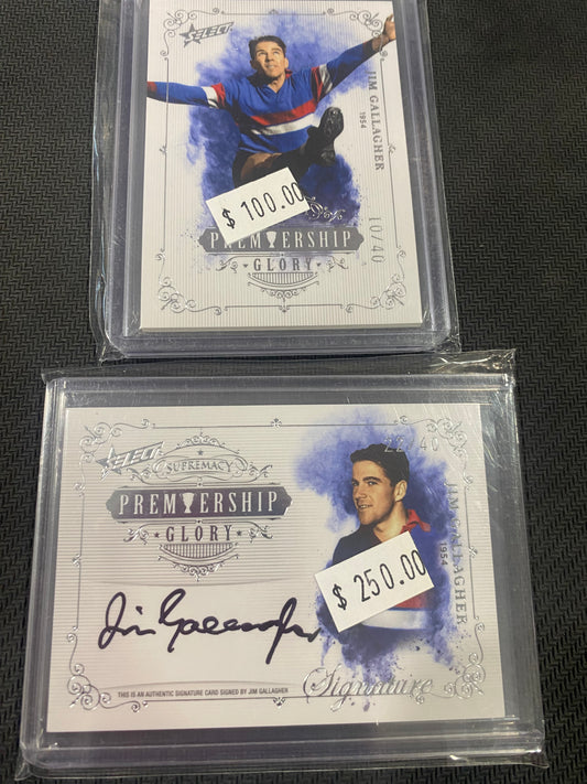 2019 AFL Select Supremacy - Bundle - Jim Gallagher - Premiership Glory Insert 10/40 & Premiership Glory Signature 22/40