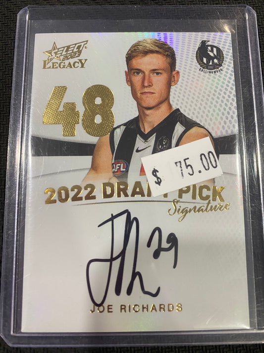 2023 AFL Select Legacy - Joe Richards - Draft Pick Signature Gold 32/90