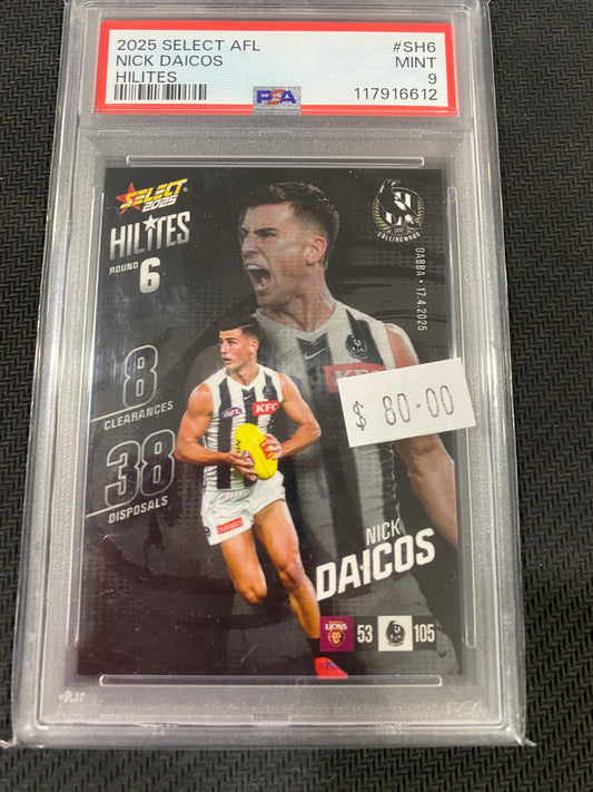 2025 AFL select - Nick Daicos - PSA 9 - Hilites 33/844