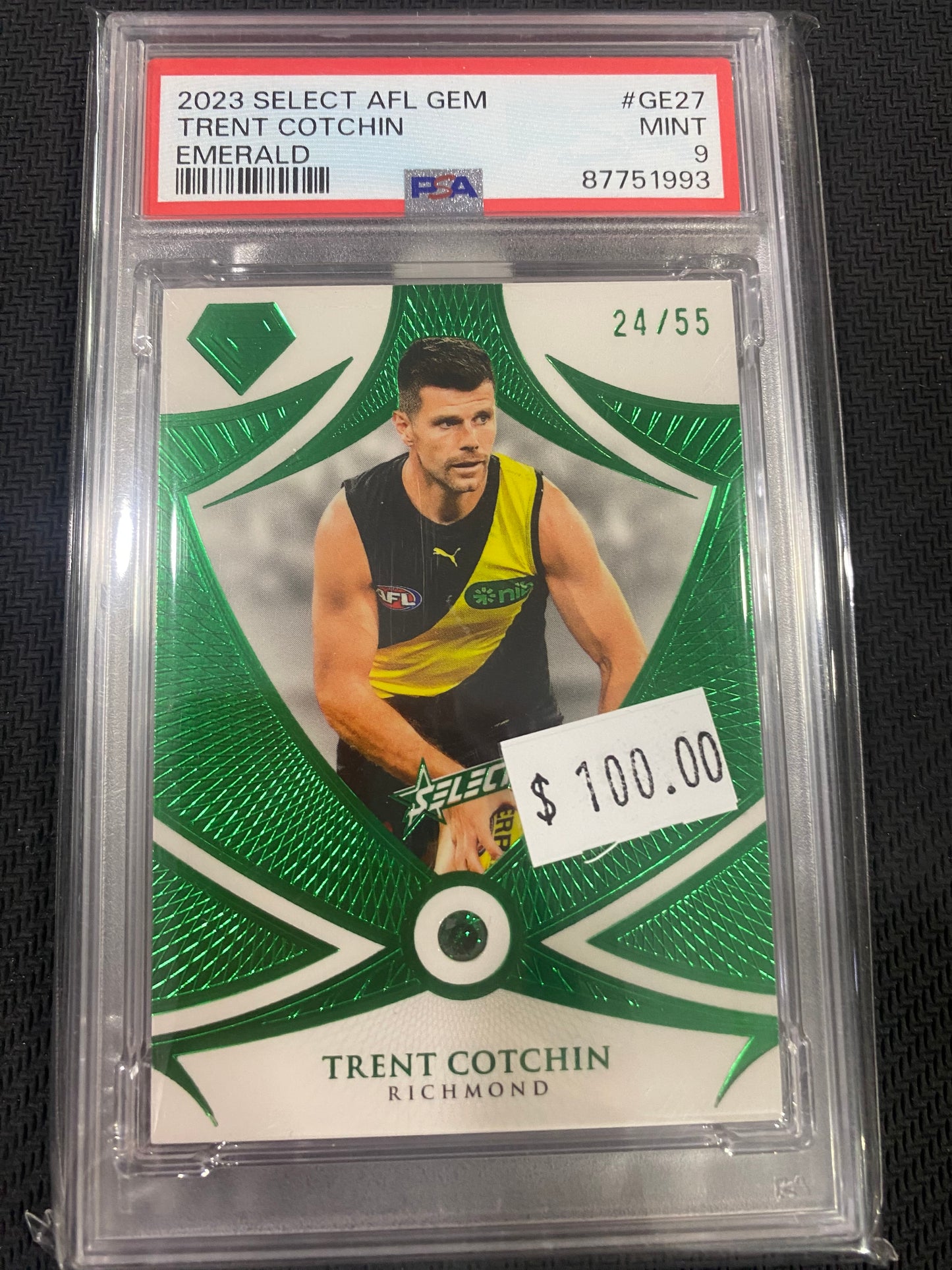 2023 AFL Select Afl Gem - Trent Cotchin - PSA 9 - Emerald 24/55