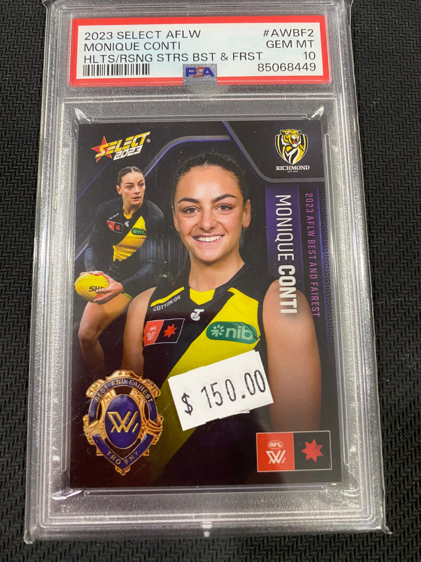 2023 AFLW Select - Monique Conti - PSA 10 - Hilites/Rising Stars & Best and Fairest 123/182