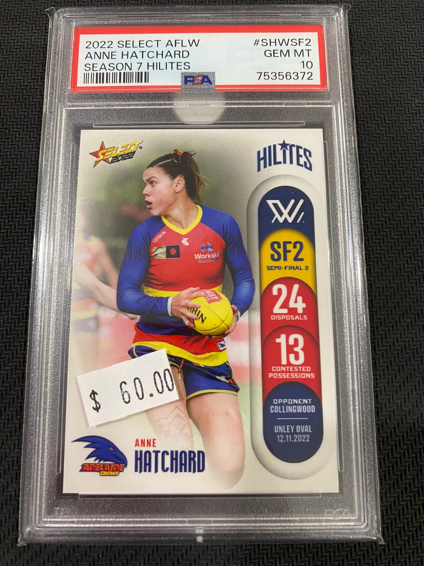 2022 AFLW Select - Anne Hatchard - PSA 10 - Season 7 Hilites 9/92