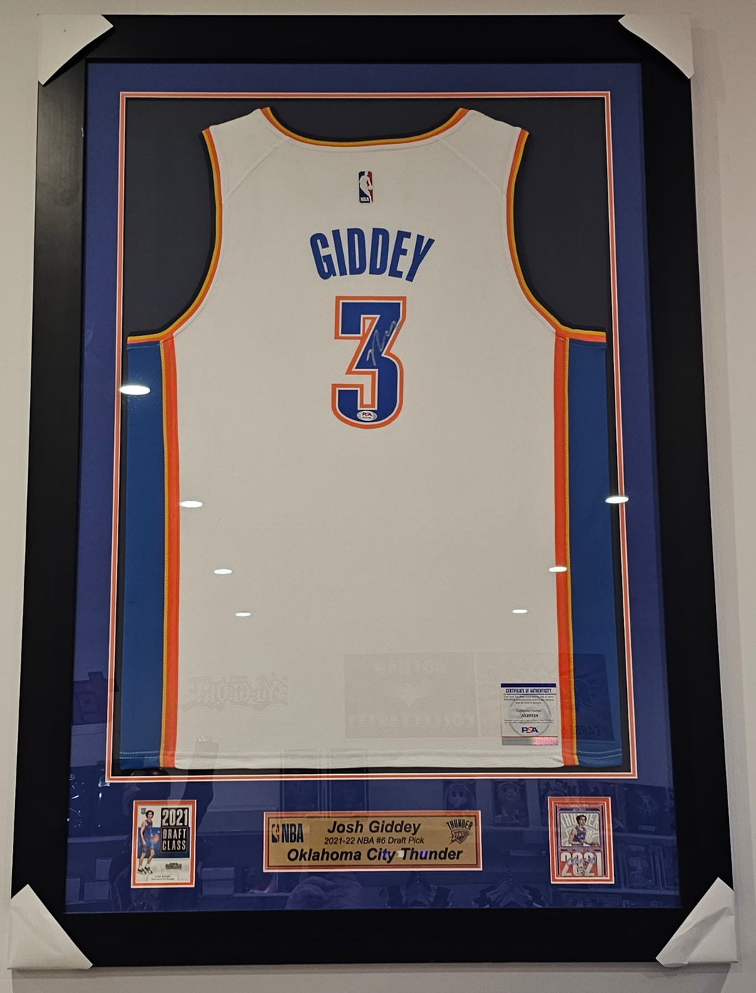 Oklahoma City Thunder - Josh Giddey - Rookie Year SIGNED Jersey w/ PSA COA - Framed