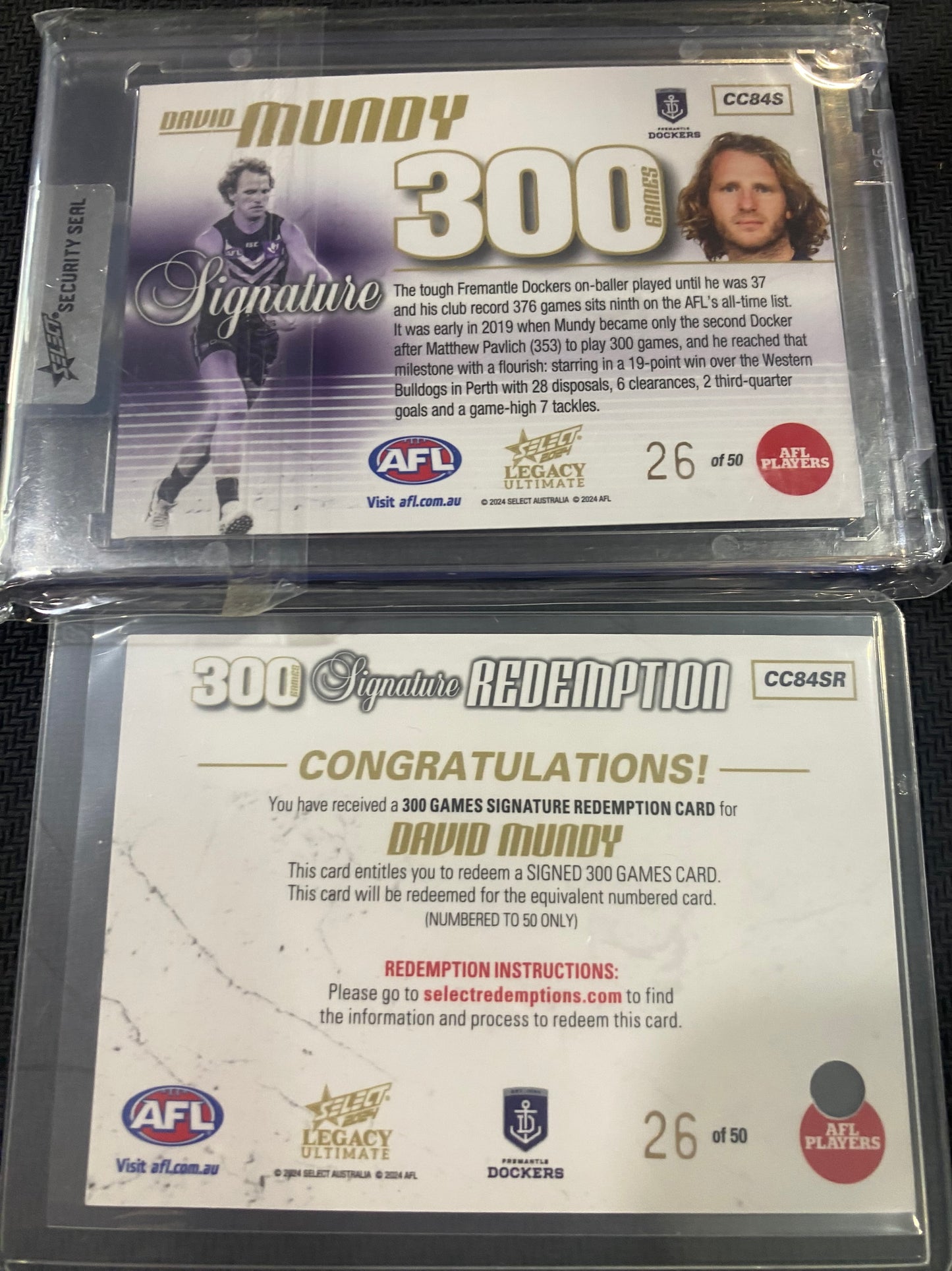 2024 AFL Select - David Mundy - 300 Games Signature 26/50