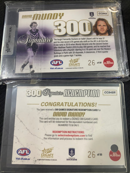 2024 AFL Select - David Mundy - 300 Games Signature 26/50