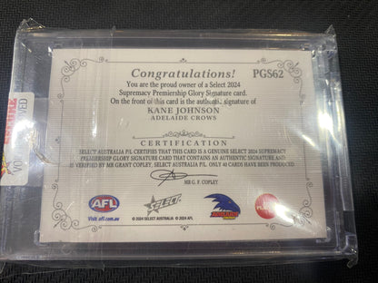 2019 AFL Select Supremacy - Kane Johnson - Premiership Glory Signature 30/40