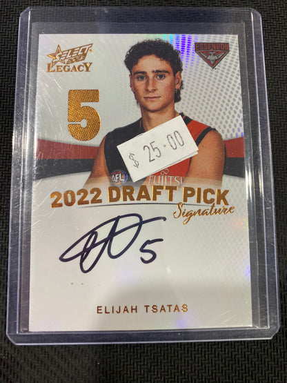 2023 AFL Select Legacy - Elijah Tsatas - Draft Pick Signature Copper  12/175