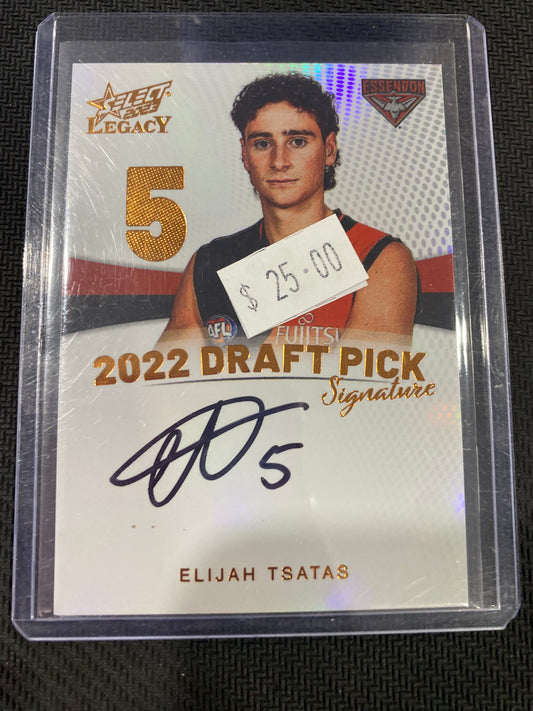 2023 AFL Select Legacy - Elijah Tsatas - Draft Pick Signature Copper  12/175