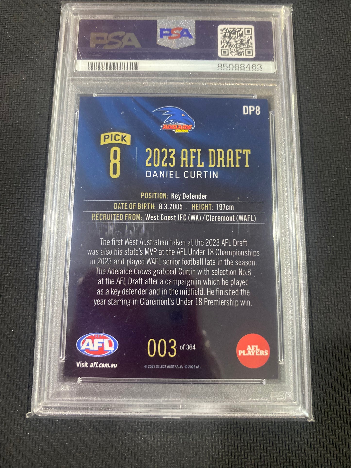2023 AFL Select - Dan Curtin - Draft  Pick 003/364