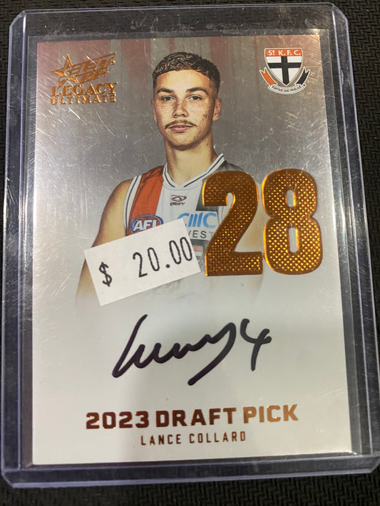 2024 AFL select Legacy Ultimate - Lance Collard - Draft Pick Signature Copper 138/175