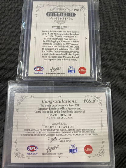 2019 AFL Select - Bundle - David Dench - Premiership Glory Insert 15/40 & Premiership Glory Signature 23/40