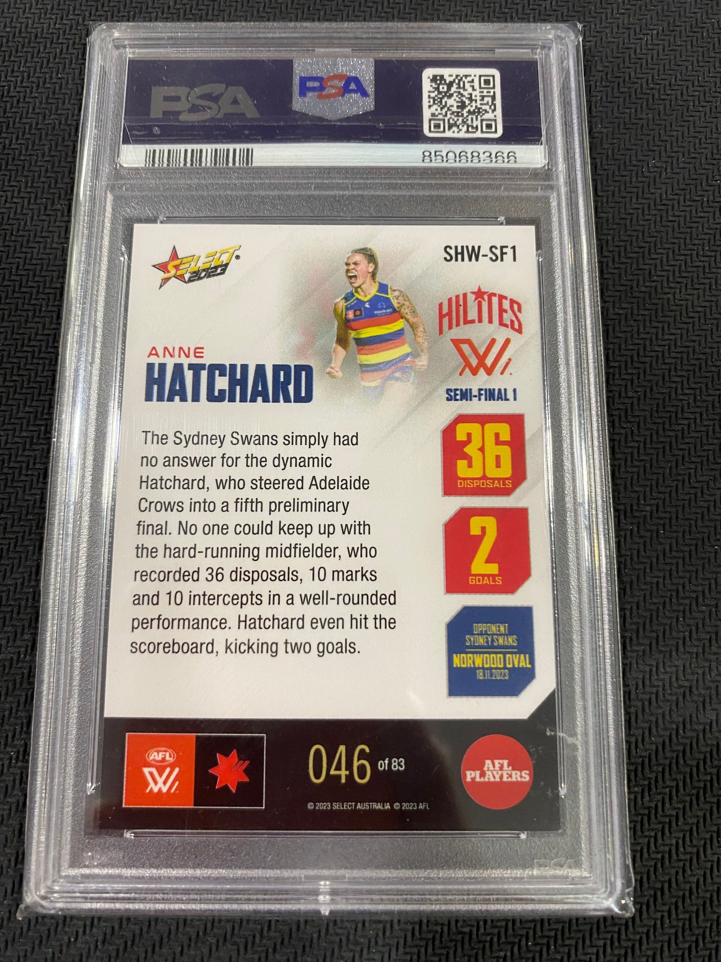 2023 AFLW Select - Anne Hatchard - PSA 9 - Season 8 Hilites 46/83
