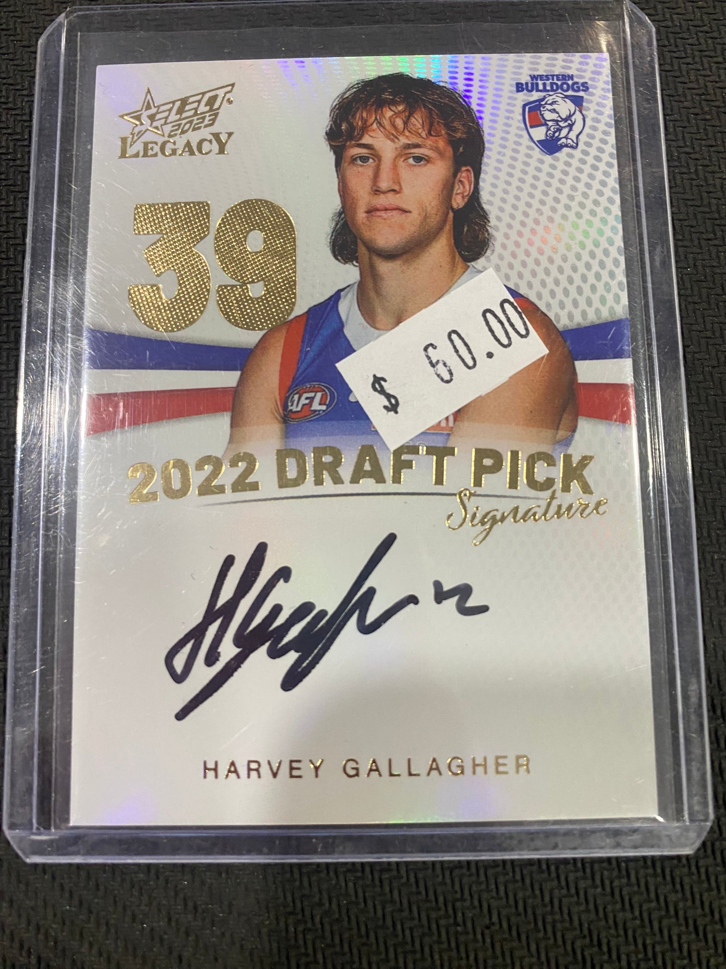 2023 AFL Select Legacy - Harvey Gallagher - Draft Pick Signature Gold 52/90