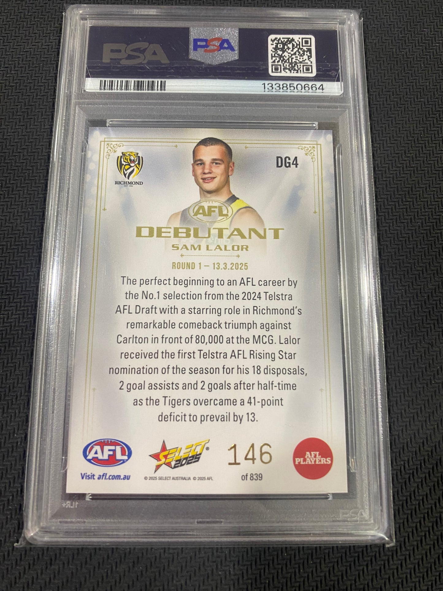 2025 AFL Select - Sam Lalor - PSA 9 - Debutant 146/839
