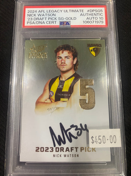 2024 AFL Select Legacy Ultimate - Nick Watson - PSA Auto 10 - Draft Pick Signature Gold 29/85