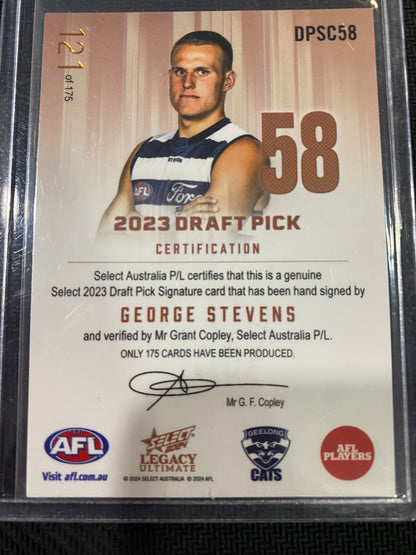 2024 AFL Select Legacy Ultimate - George Stevens - Draft Pick Signature Copper 121/175