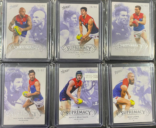 2019 AFL Select Supremacy 6 Card Team Set /90 - Brayshaw, Gawn, Hibberd, Viney, Petracca and jones