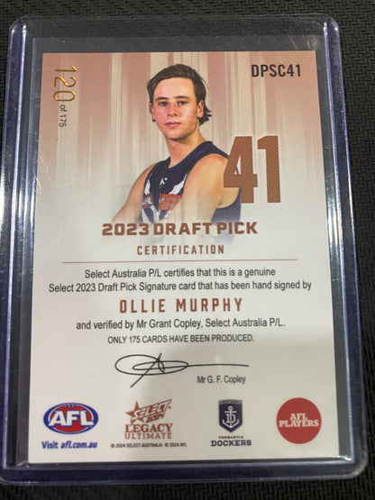 2024 AFL Select Legacy Ultimate - Ollie Murphy - Draft Pick Signature Copper 120/175
