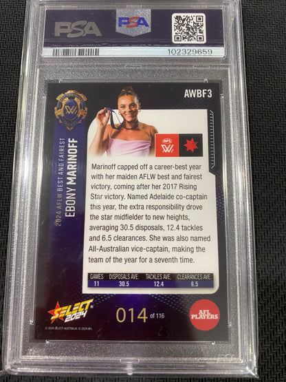 2024 AFLW Select - Ebony Marinoff - PSA 9 - Hilites/Rising Stars & Best and Fairest 14/116
