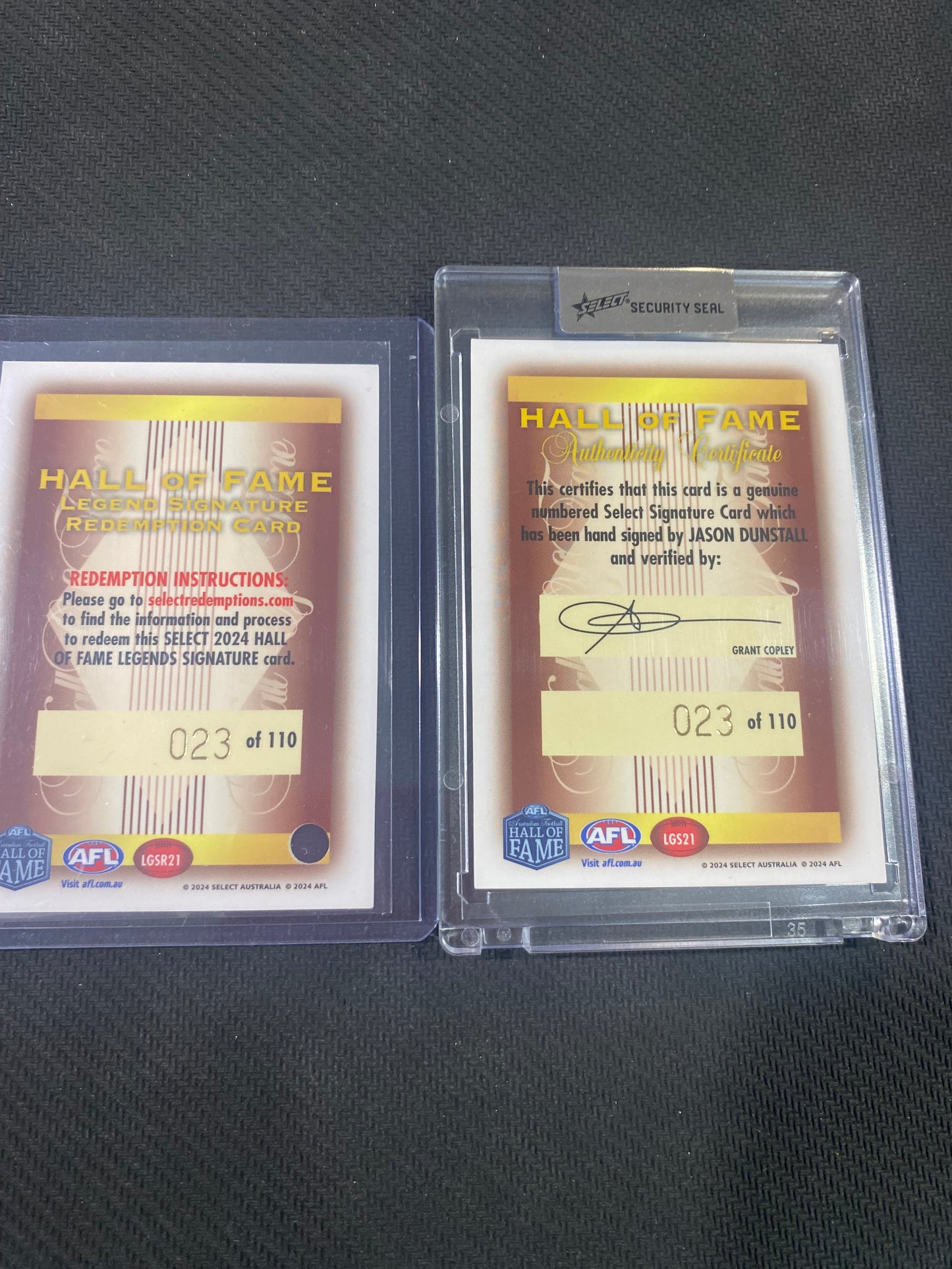 2024 AFL Select - Jason Dunstall - Hall of Fame Signature 023/110
