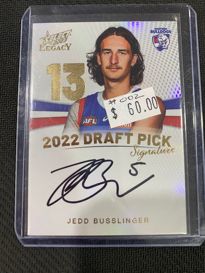 2023 AFL Select Legacy - Jedd Busslinger - Draft Pick Signature Gold 02/90