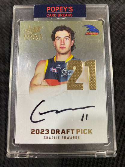 2024 AFL Select Legacy Ultimate - Charlie Edwards - Draft Pick Signature Gold 26/85