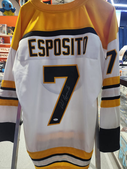 PHIL ESPOSITO Signed Boston Bruins White JSA Authentication Witness PRO Jersey - HOF1984