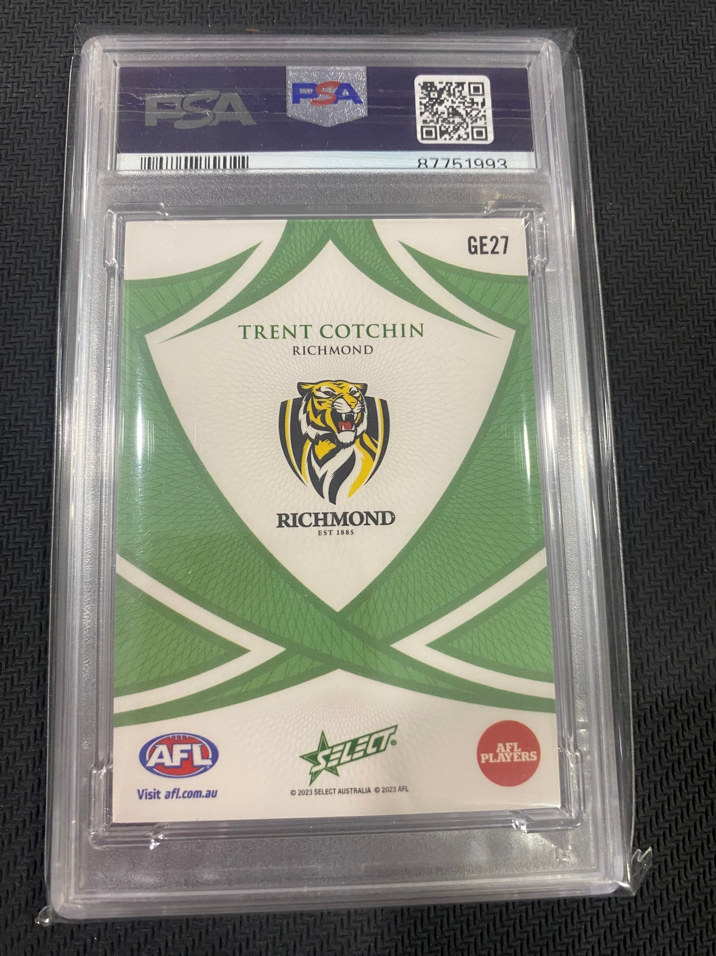 2023 AFL Select Afl Gem - Trent Cotchin - PSA 9 - Emerald 24/55
