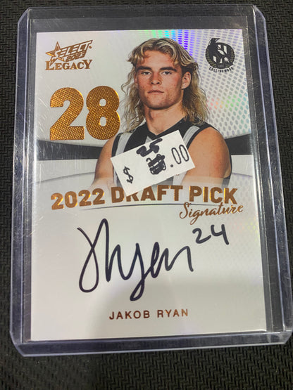 2023 AFL Select Legacy Ultimate - Jakob Ryan - Draft Pick Signature Copper 152/175