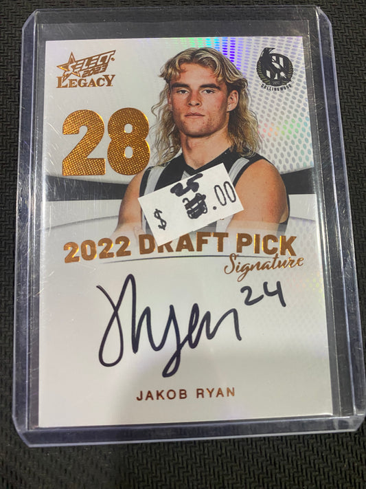 2023 AFL Select Legacy Ultimate - Jakob Ryan - Draft Pick Signature Copper 152/175