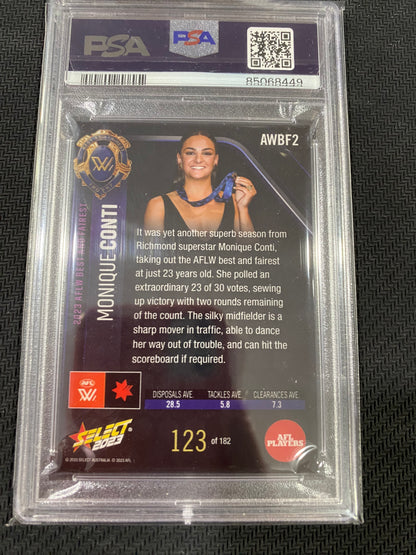 2023 AFLW Select - Monique Conti - PSA 10 - Hilites/Rising Stars & Best and Fairest 123/182