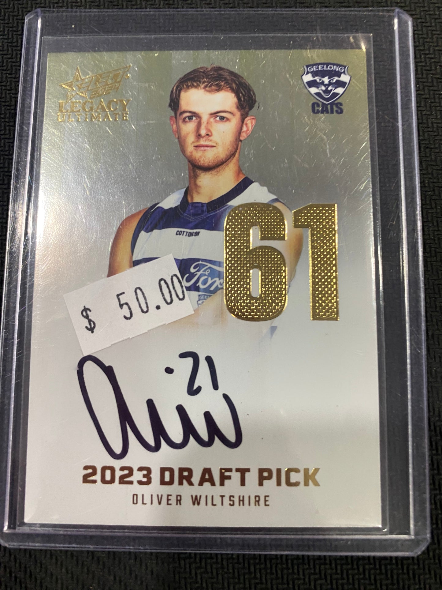 2024 AFL Select Legacy Ultimate - Oliver Wiltshire - Draft Pick Signature Gold 59/85