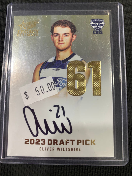 2024 AFL Select Legacy Ultimate - Oliver Wiltshire - Draft Pick Signature Gold 59/85