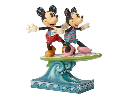 Disney Traditions Minnie & Mickey Mouse on A Surfboard  6001275