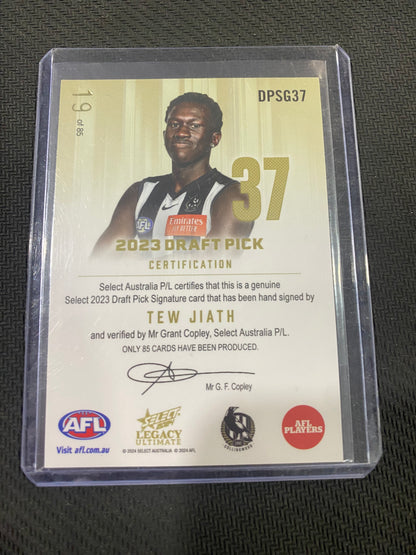 2024 AFL Select Legacy Ultimate - Tew Jiath - Draft Pick Signature Gold JUMPER NUMBER 19/85