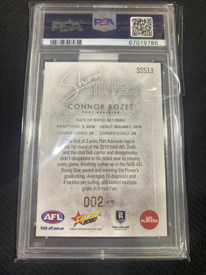2020 AFL Select Prestige - Connor Rozee - PSA 9 - Show stoppers 002/70